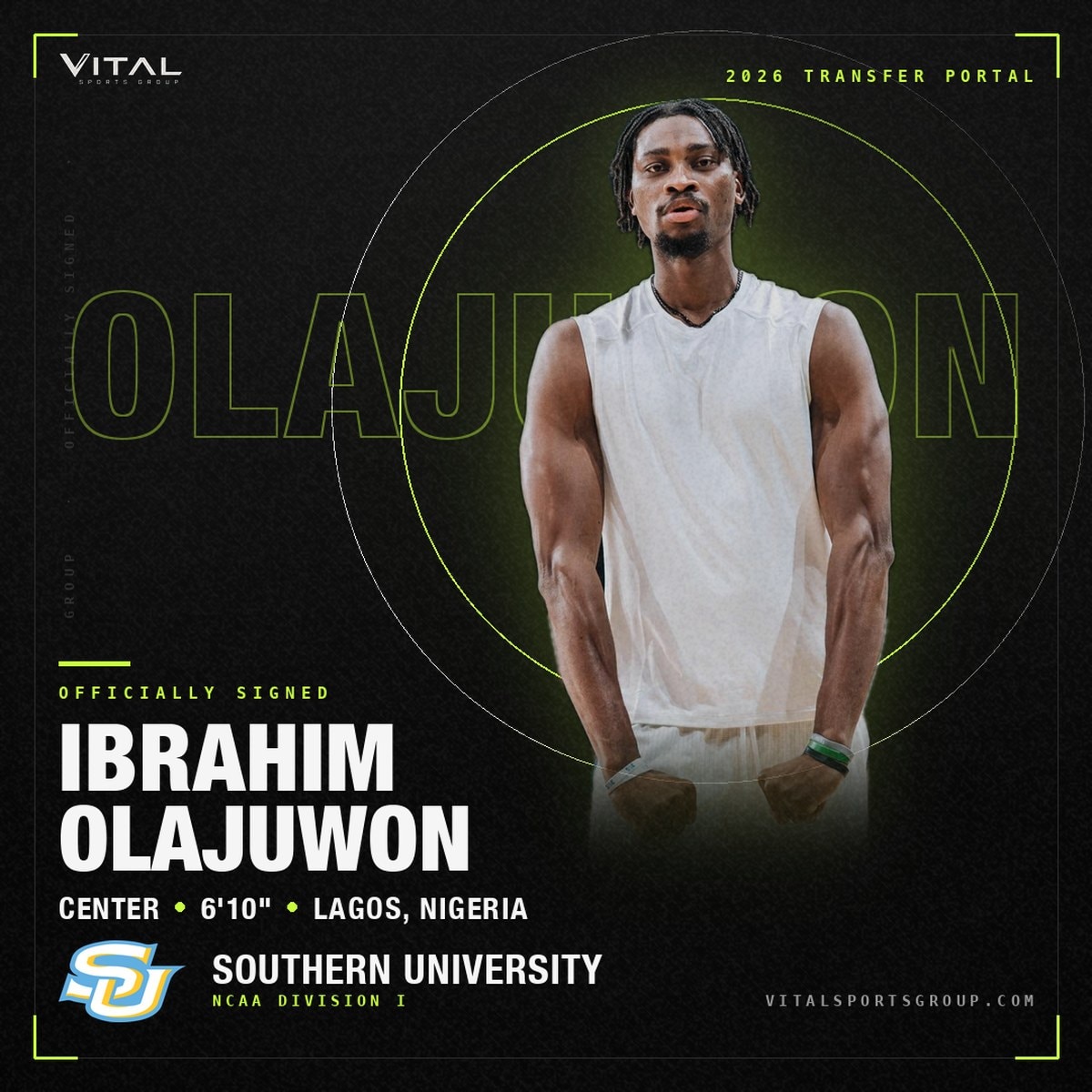 Ibrahim Olajuwon signs with Southern University